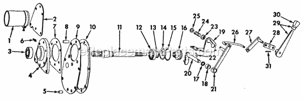 Transmission Driven Power Take-Off Diagram and Parts List for 128 2050045U, 2050217U, 2050218U Cub Cadet Lawn Tractor